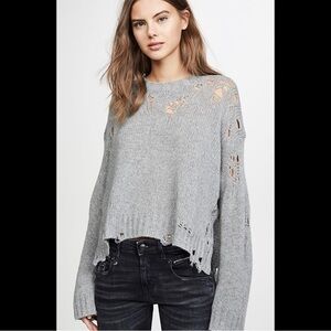 R13 Shredded Side Slit Sweater